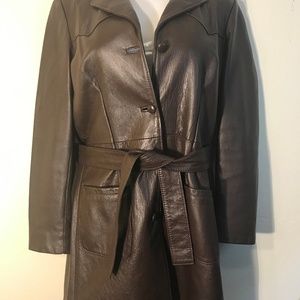 David James Vintage Womens Coat Size M Leather
